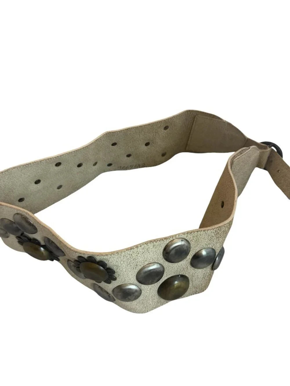 Beige Floral Stud Wide Belt Unique Y2k Retro Vintage 40